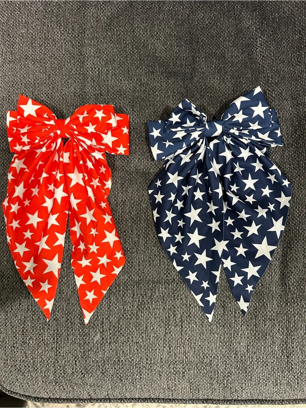 Kids Star Print Hair Bows - Red & Navy